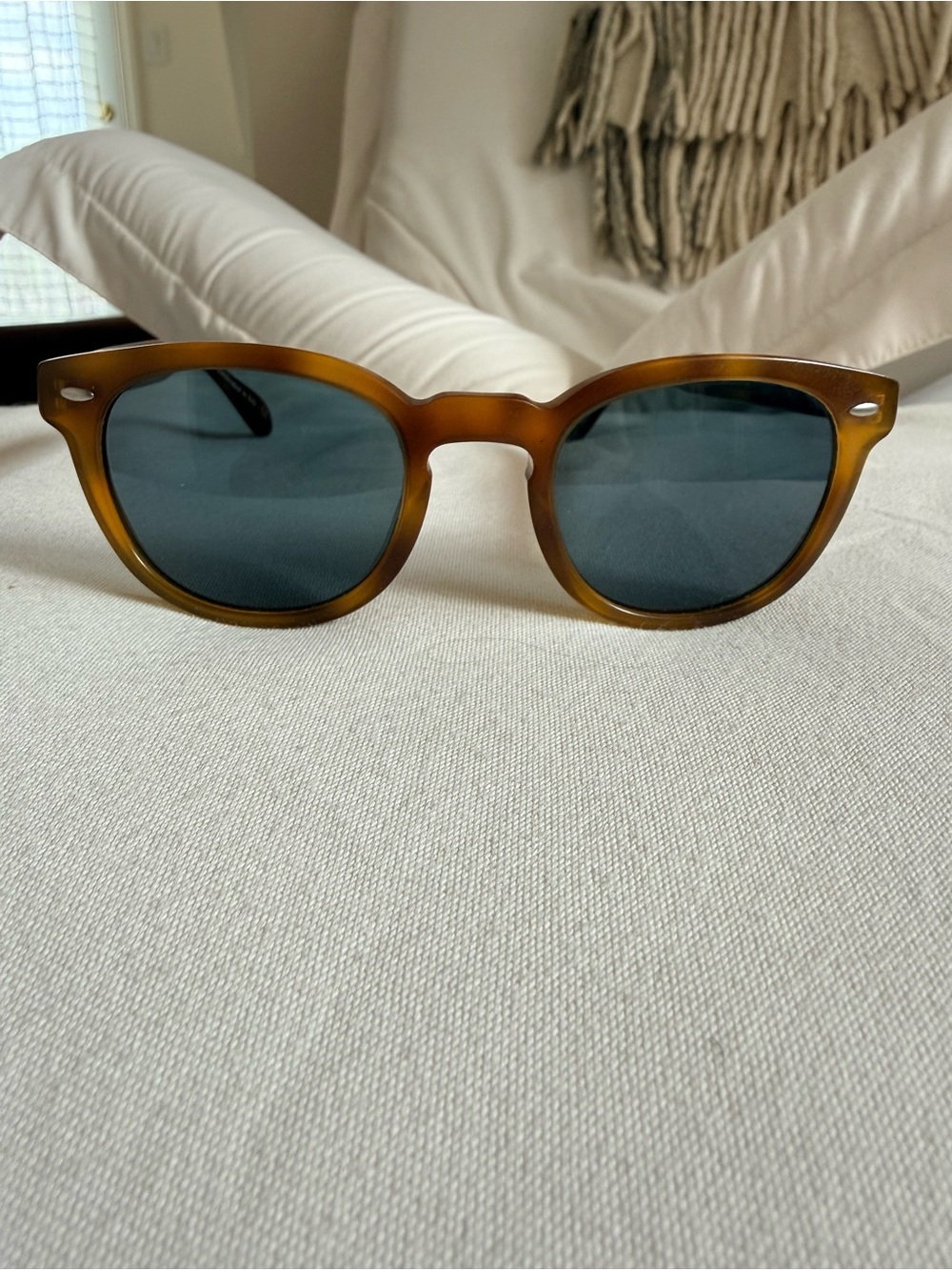Oliver People's Sheldrake Sunglasses  Matte Tortoise with Cobalto Lenses